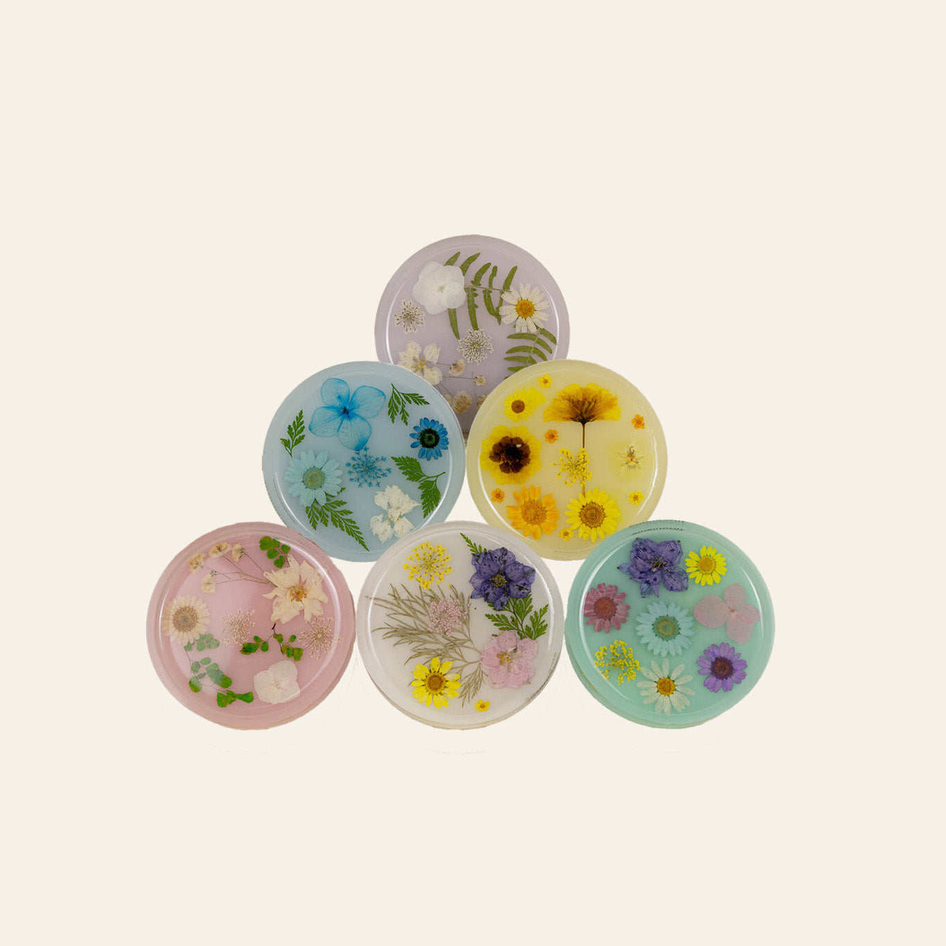 Coaster Candy Rim 10 - Real Pressed Flowers & Leaves Resin